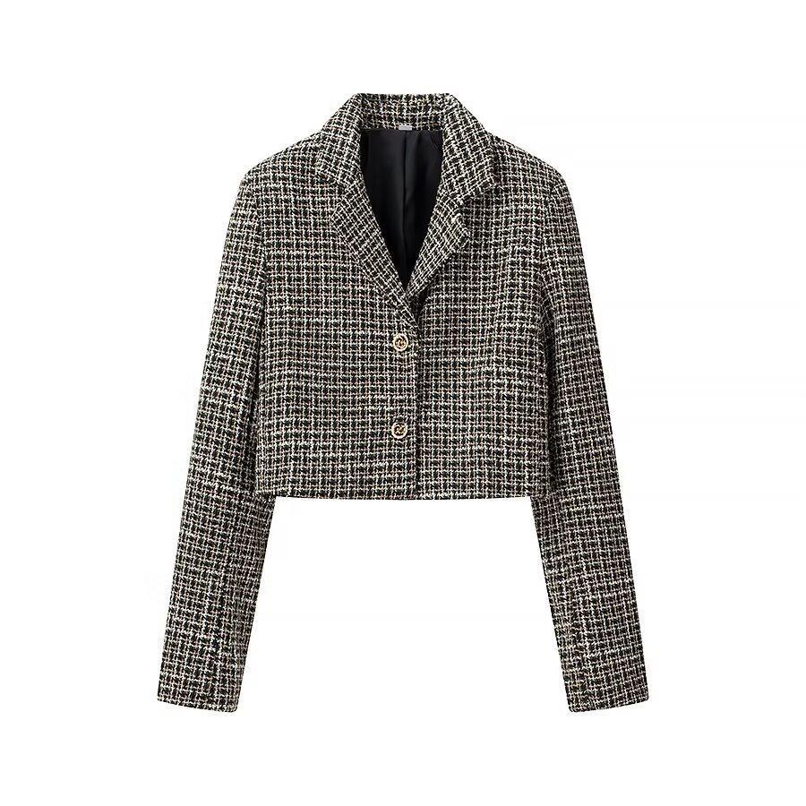 

Женская мода Осень 2024: Универсальное короткое пальто с длинным рукавом в европейском и американском стиле S