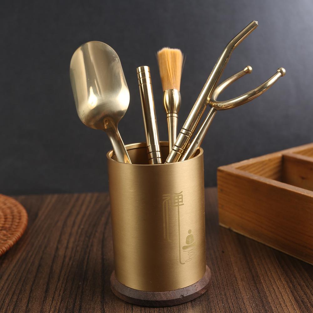 

Pure copper tea ceremony six gentlemen set tea set tea clip tool tea making office kung fu tea ceremony pure copper tea knife tea brush