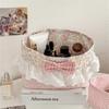 Portable Fabric Storage Basket Floral Pattern Desktop Organizer  Bedroom Storage