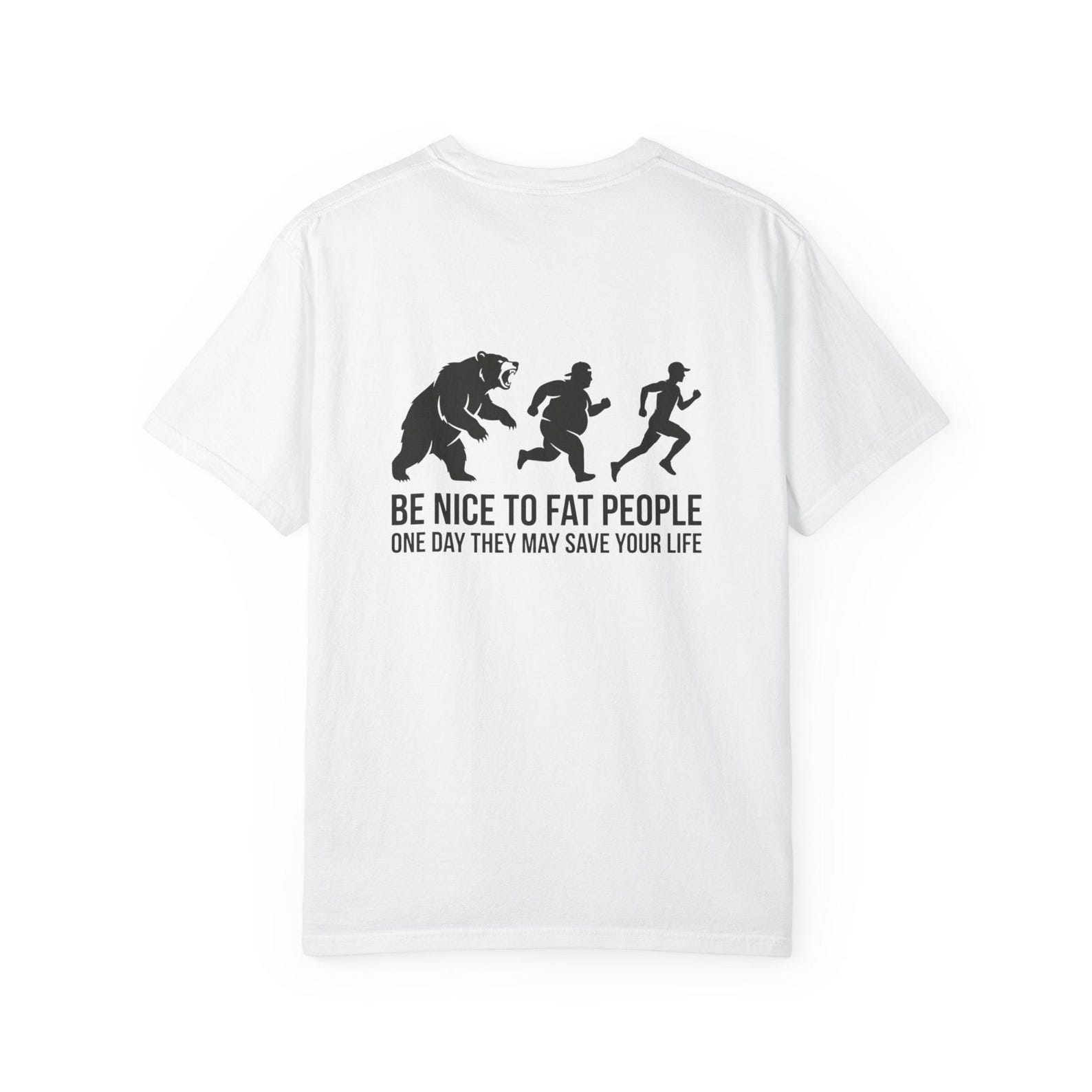 Be Nice To Fat People T-shirt | Humor Running Bear Rescue Design 2XL