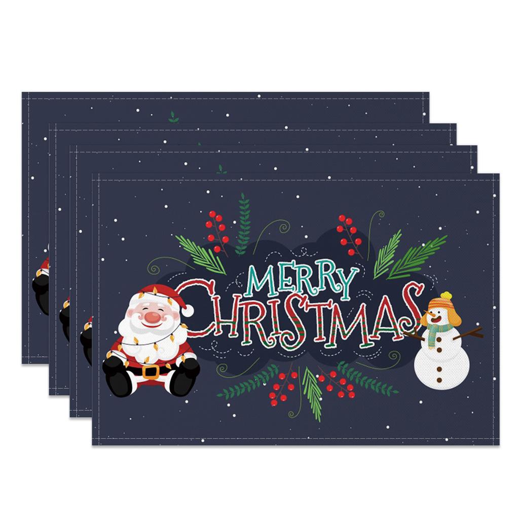 Christmas Table mat dining table Xmas Tree Snowman Santa Gingerbread House Linen Fabric Merry Christmas Holiday Table Decoration