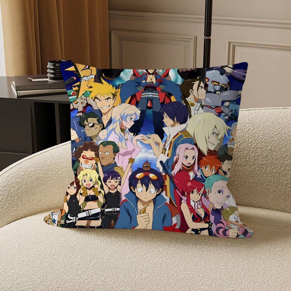Anime G-Gurren Lagann Cushion Cover Inches Farmhouse Decor Home Throw Pillow Covers for Couch Decorations