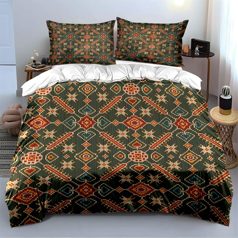 Geometric Ethnic Pattern Design Bedding Duvet Cover Set Duvet Cover Pillowcases (1*Duvet Cover 2*Pillowcases, Without Duvet Insert)