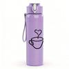 1PC Three Coffee Cup Heart Outline 750ml Color Plastic Sports Water Bottle Leakproof Flip Straw Lid Suitable for Sports Office Home Use