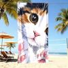 Calico Cat 2D Flat Printed Beach Towel 1Pc Microfiber Sandproof Waterproof Seaside Holiday Sunbathing Mat