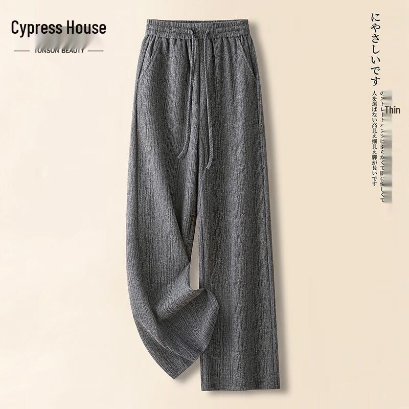 Women's Solid Elastic Waist Wide Leg Casual Pants
