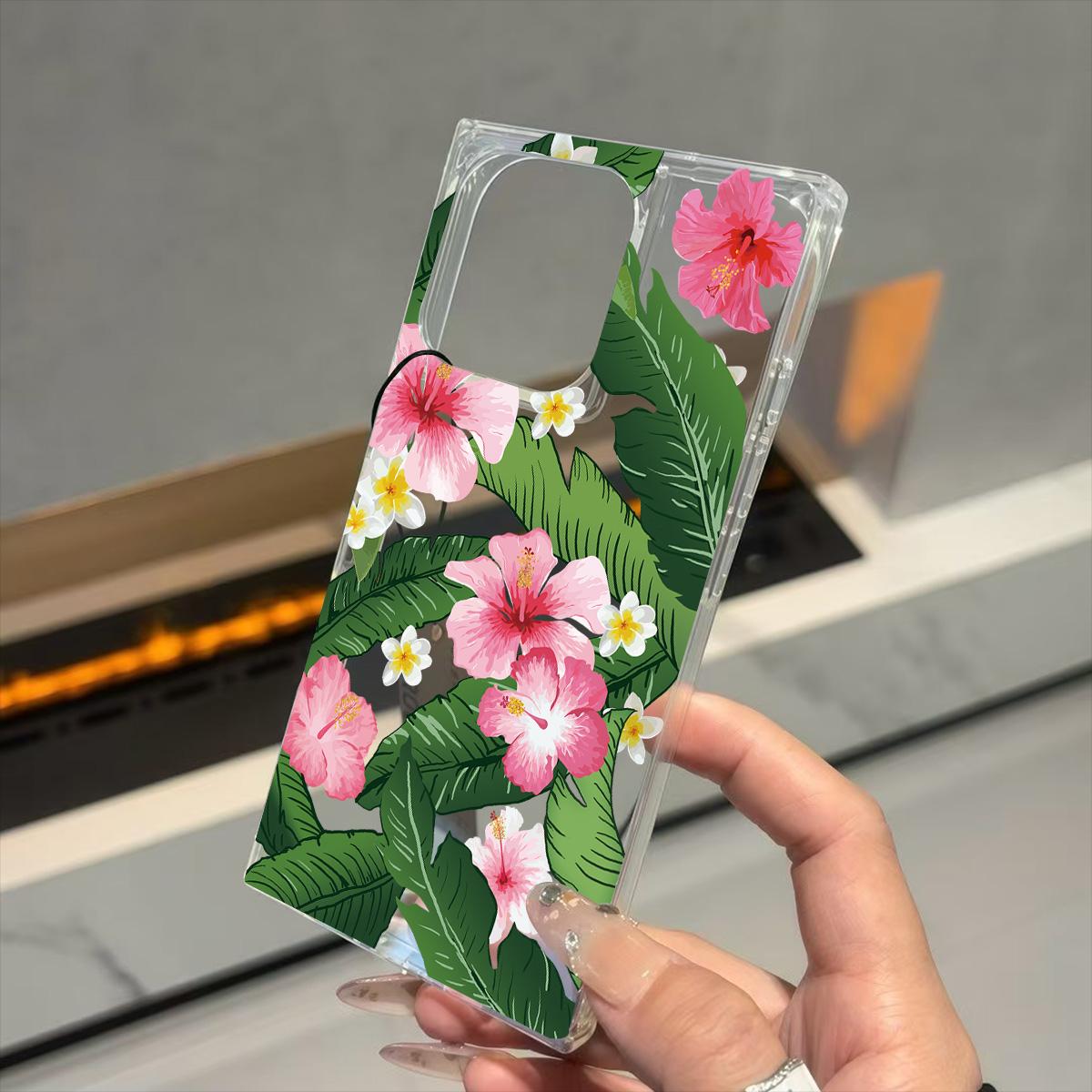 

Clear Square Back Tube Case Protection For iPhone 11 15 Plus 14 Pro Max 12 13 16 ProMax Anti-Oxygen,Summer Flower Pattern Casing iphone 11 ProMax
