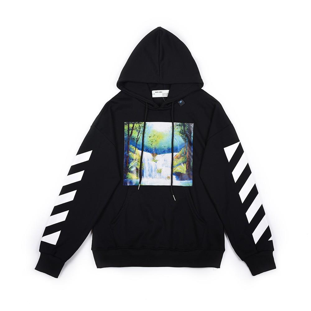 Yüksek Kaliteli Trend OFF WHITE Basic Ok 3D Baskılı Kapüşonlu Sweatshirt