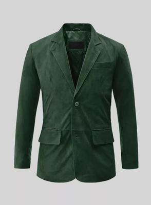 Stylish Men's Green Genuine Lambskin Soft Suede Blazer Handmade Formal Party