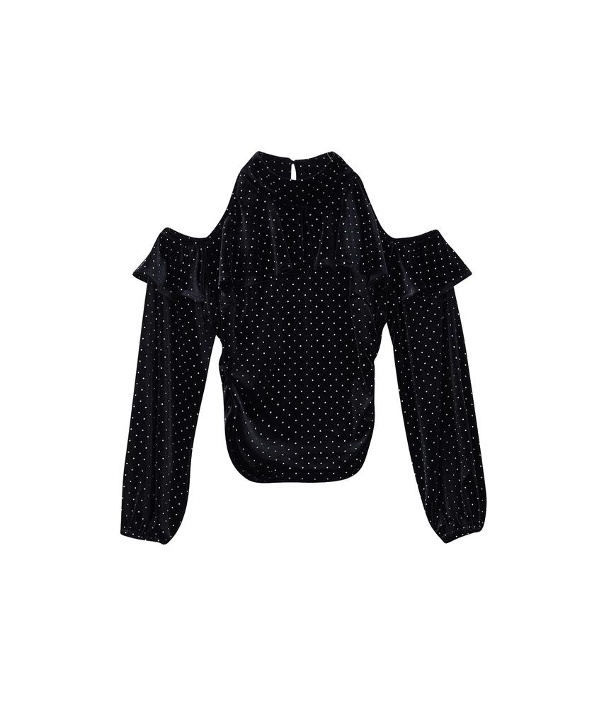 SALON DE YOHN Shoulder Point Velvet Blouse