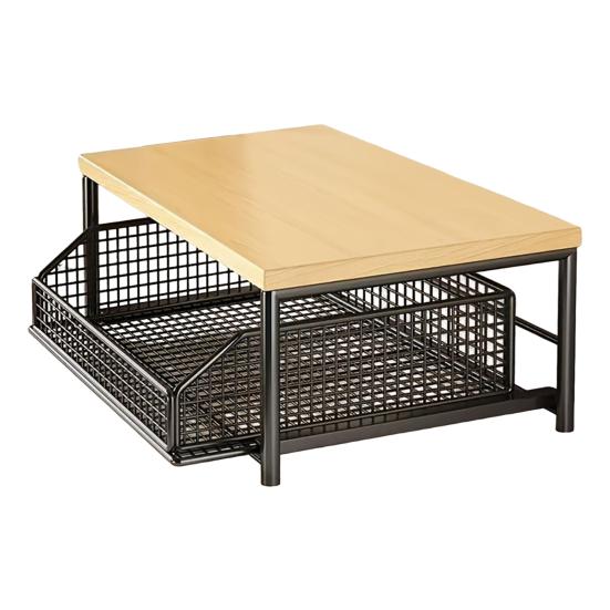 Kitchen Countertop Organizer Storage Shelf with Wire Basket Drawer Double-Tier Space-Saving Rack for Coffee Maker Spices Vegetables Fruits