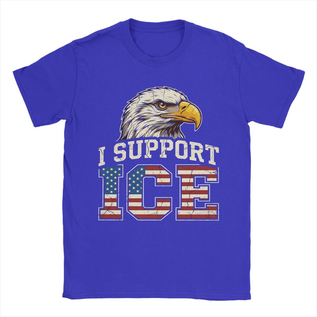 Vintage Support ICE Vintage Distressed American Eagle TShirts Unisex Cotton T Shirts Short Sleeve Tee Shirt Graphic Printed Tops