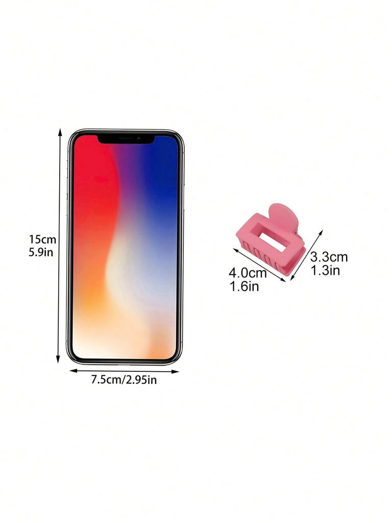 4Pcs 1.6Inch Pink Hair Claw Clips for Thin Hair,Rectangular Acrylic Banana Nonslip Clip Small Jaw Clips Y2K Hair Accessories