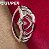 925 Sterling Silver AAA Zircon Heart-shaped Crown Ring, Fashionable Wedding Jewelry