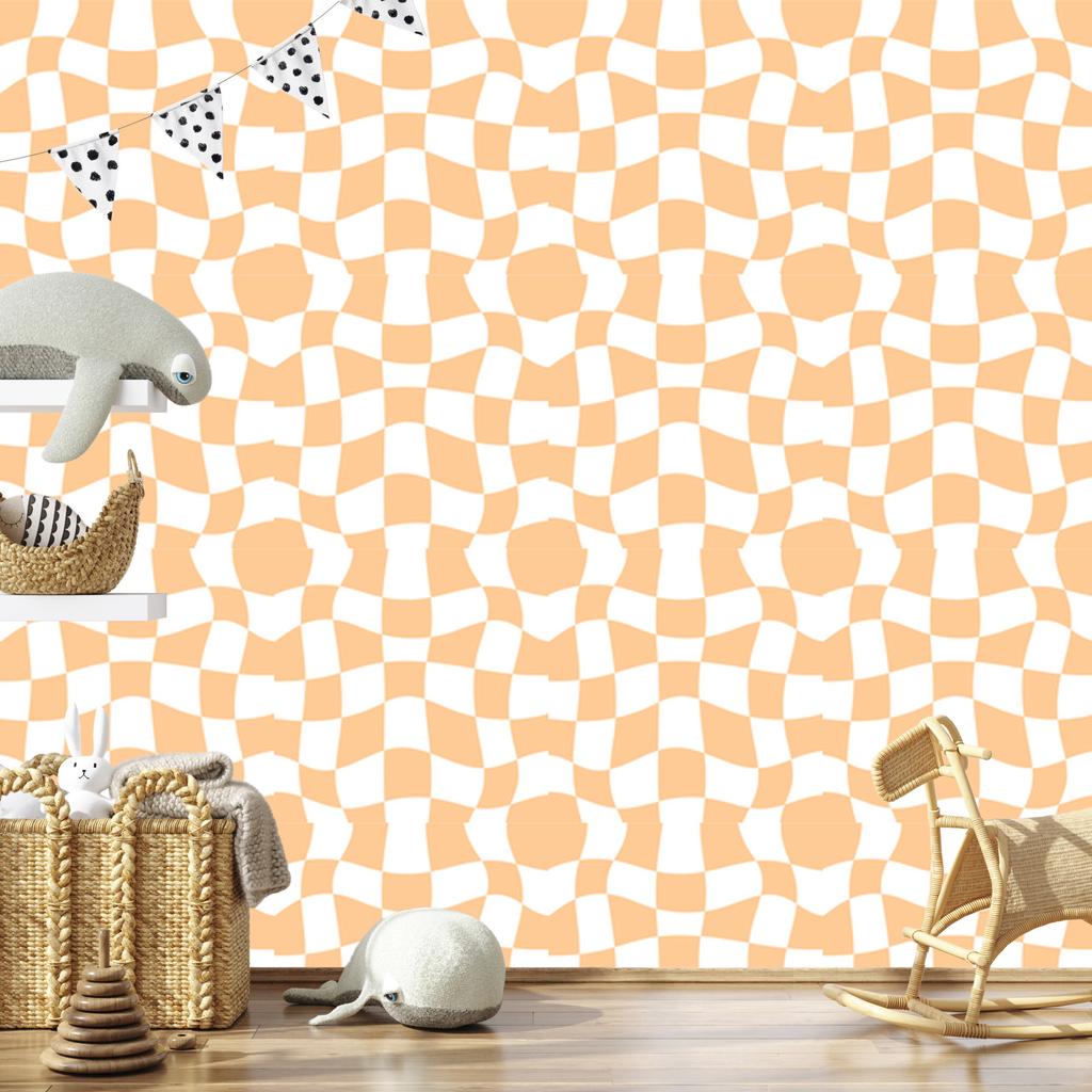 Wallpaper Casual Checkerboard Cream and White, Cream Background 50x1000
