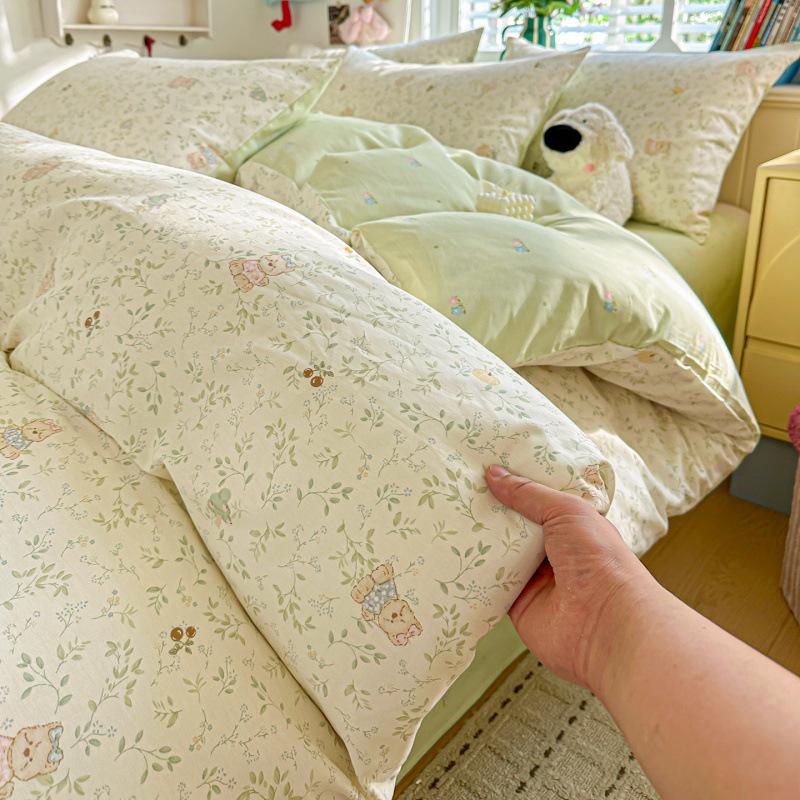 Pure Cotton Fresh Style Four-Piece Bedding Set for Spring/Summer - 2026 Edition (Fits 1.8m Beds)