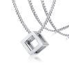 3D Square Pendant Necklaces for Men Boys,Hollow Geometry Stainless Steel Pendant Collars,Trendy Male Jewelry Gifts