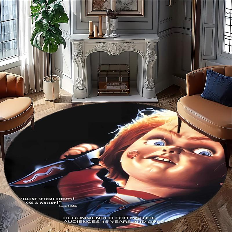 1pc Chucky3 Print Round Carpet Chair Round Carpet Suitable for Bedroom Living Room Home Decorative Carpet