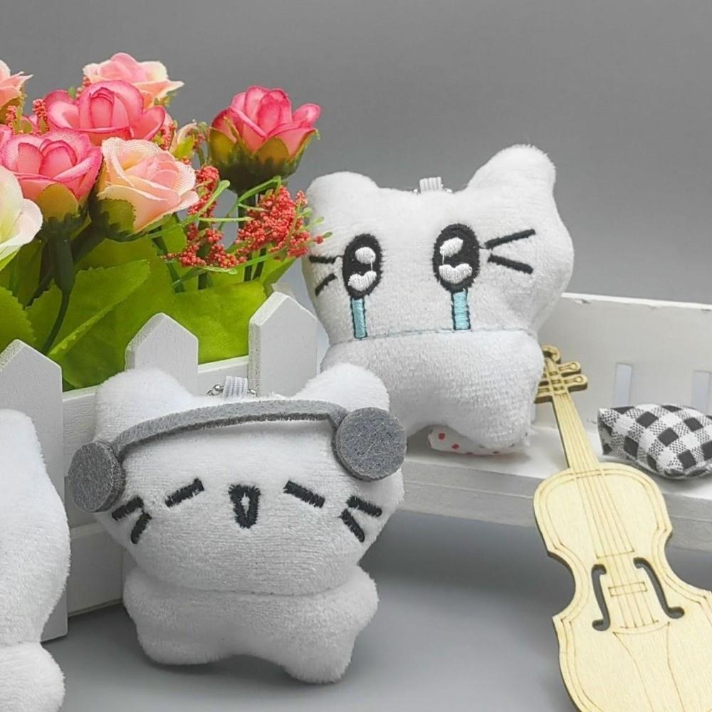 Bag Hanging Earphones Cat Pendant Funny Key Ring Bag Hanging Sad Cat Doll Keychain  Friendship