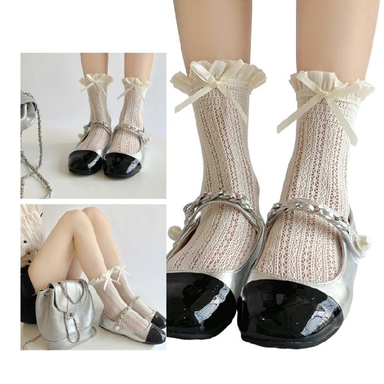 Lolitas Ruffled Ankle Socks Ballet Sweet Bowknot Crew Socks Tights Loose Socks
