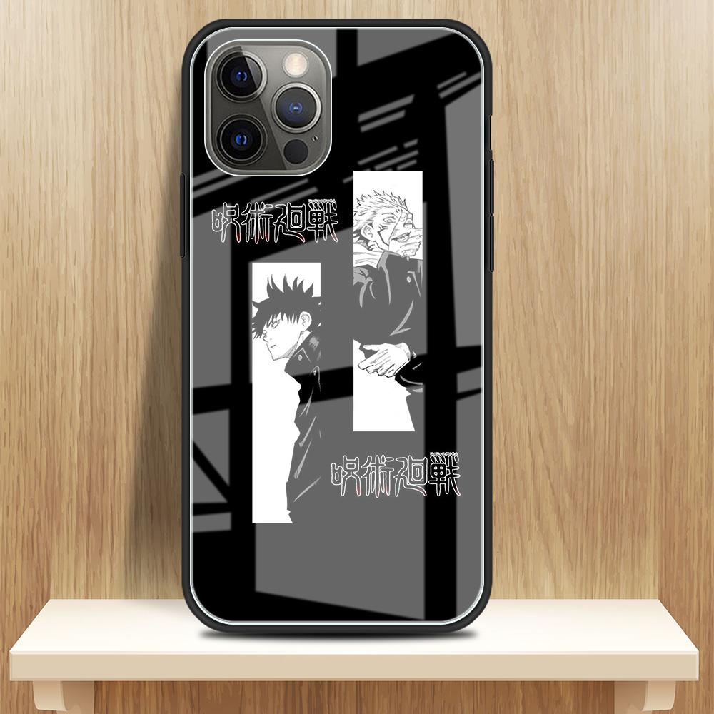 Tempered Glass Case Apple iPhone 13 12 Mini 11 Pro Max XR XS SE 2020 7 8 Plus 6 6S X Phone Cover Back Shell Jujutsu Kaisen Gojo