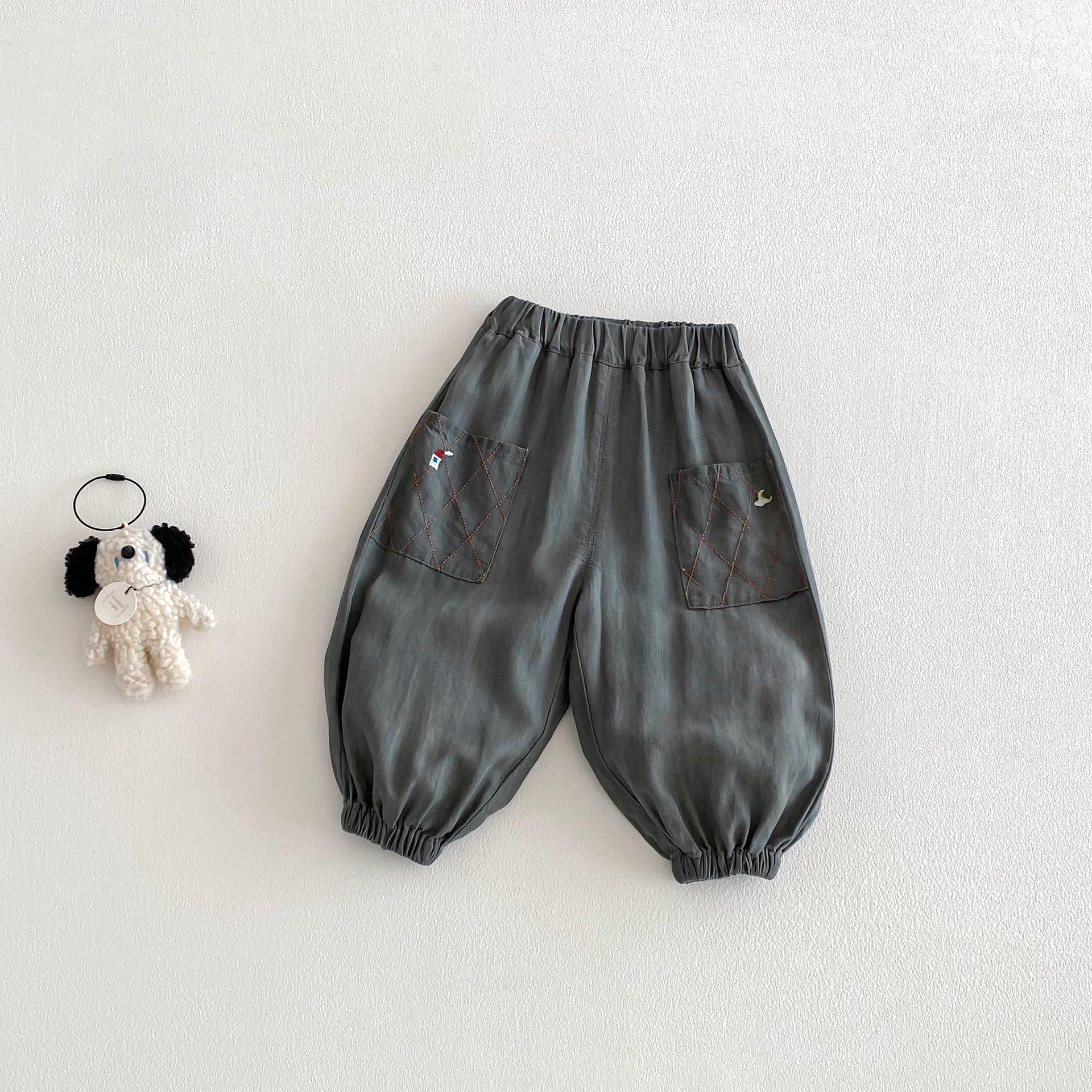 2026 Spring Kids  Jeans: Embroidered Cartoon Joggers for Boys, Korean Style 110