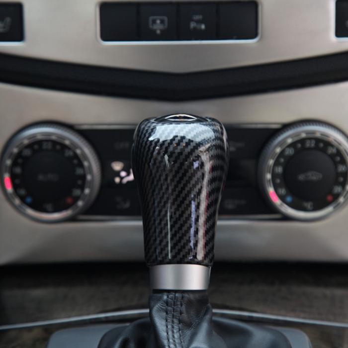 

Carbon Fiber Style Car Gear Shift Handle Button Cover Stickers For Mercedes Benz W204 W212 A C E G GLS Class Auto Accessories чорний