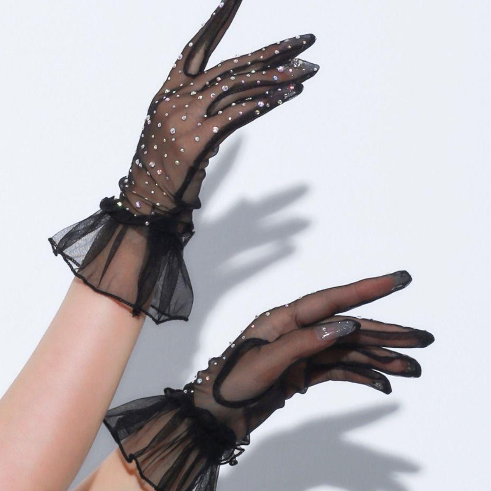 Floral Transparent Gloves Retro Short Gloves High Quality Wedding Gloves for Women
