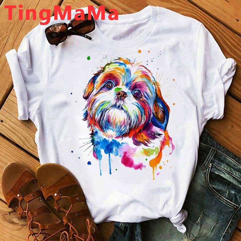 Maminka Tričko Ženy Harajuku Letní topy Kreslený Shih Tzu Grafika Trička Kawaii Módní Unisex topy