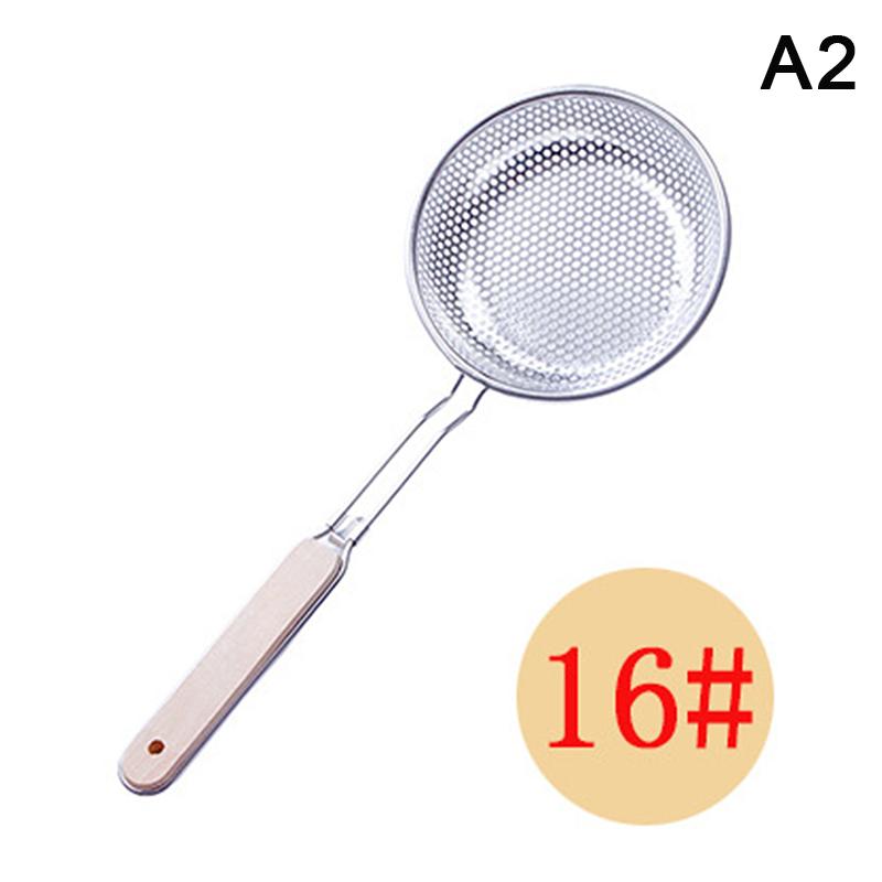 Wooden Handle Stainless Colander Pasta Noodle Strainer Skimmer Spoon Oil Pot Food Filter Strainer Cooking Outdoor Tableware