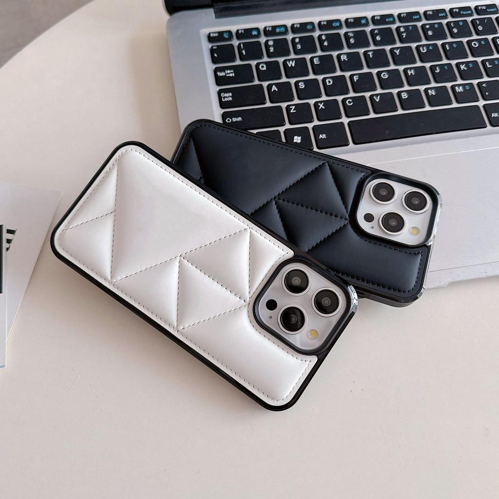Suitable for iPhone15 mobile phone case 13Pro three-dimensional geometric prismatic solid color leather case 14plus all-inclusive anti-drop