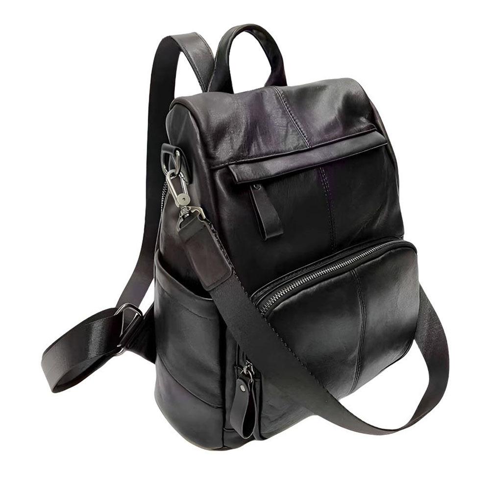 

Модный рюкзак с защитой от кражи, женский, новый и удобный в использовании, ретро, черный, из коровьей кожи, многоцелевой, повседневная дорожная сумка чёрный