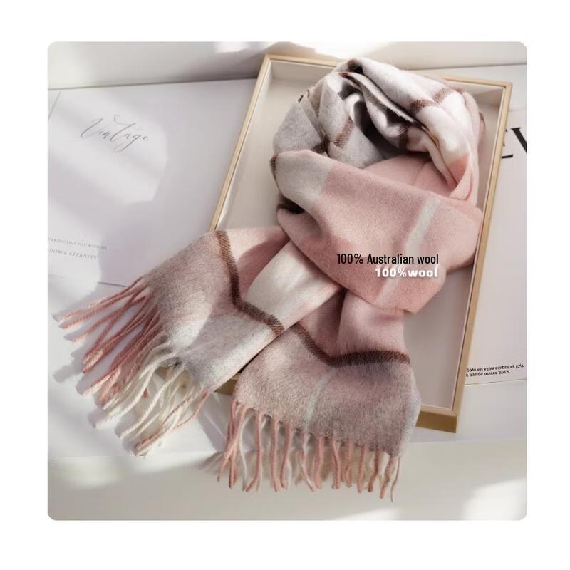 HANDUNYOU Australian Wool Plaid Scarf