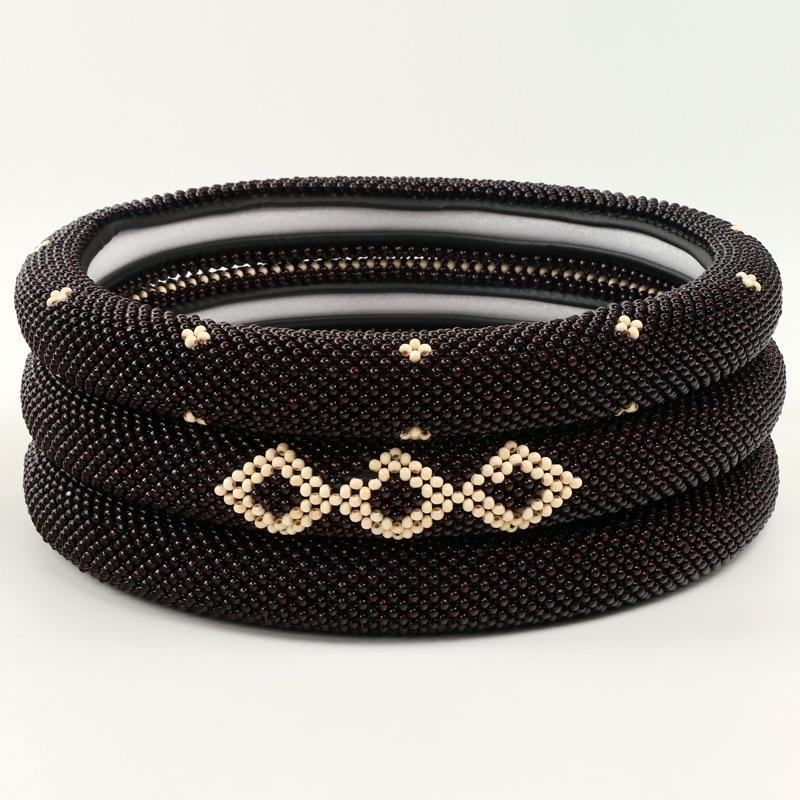 Golden Bead Wooden Bead Series Handwoven Non-slip Steering Wheel Cover