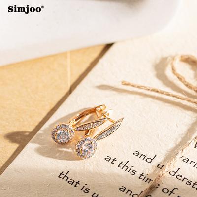 SIMJOO Zircon Earrings Fashion Temperament Simple Design Natural Stone Earrings