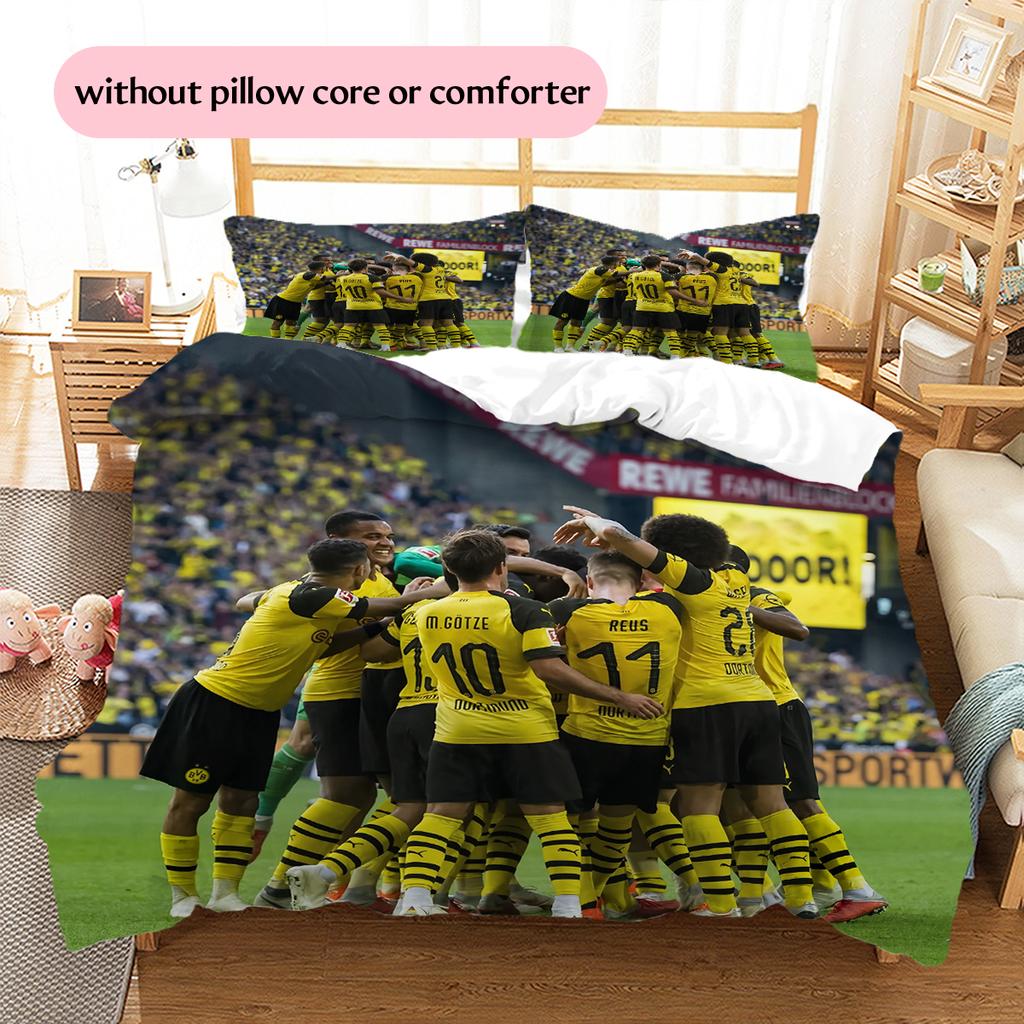 Dortmund Pattern Bedding Home Decoration Birthday Gift (1 * duvet cover + 2 * pillowcase, without core)