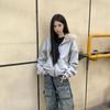 2KWEIRD Harajuku Ležérne Kožušinové Patchworkové Mikiny s Kapucňou Dámske Y2k Estetické Voľné Vreckové Streetwearové Bundy Grunge Jesenné Mikiny
