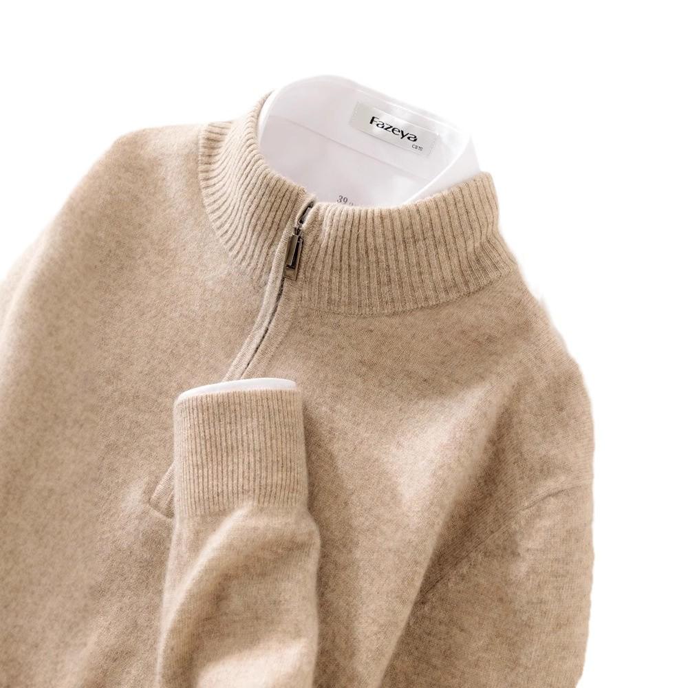 Men's Cashmere Half-Zip Thermal Sweater for Business Casual Wear