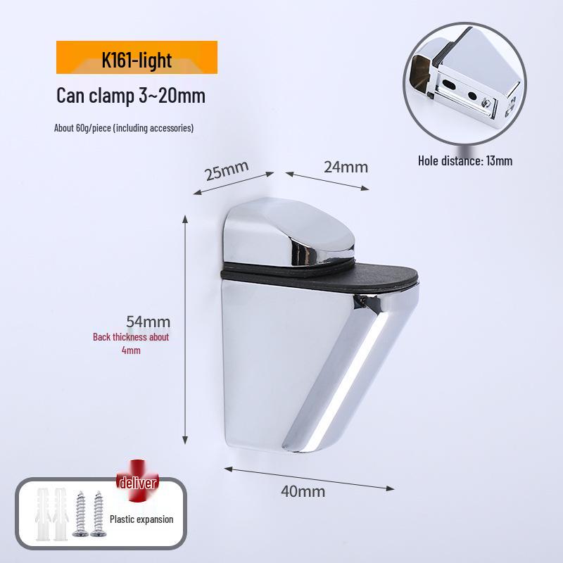 Zinc Alloy F-Shaped Glass Clip: Bathroom/Kitchen Shelf Support Bracket