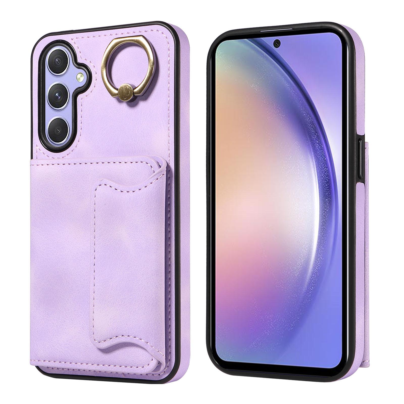 

Для Samsung Galaxy A54 (5G) Кільце Кронштейн Тримач для Карток Слоти Кришка Чохол для Телефону Samsung Galaxy A54 світло-фіолетового кольору