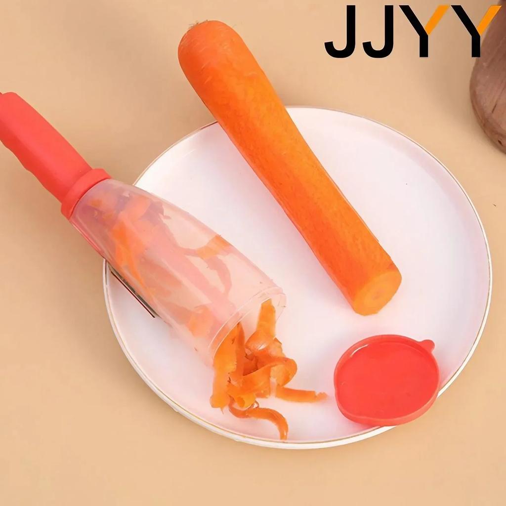 Fruit and Vegetable Peeler with Storage Tube Kitchen Peeling Knife Scraper Food Prep Tool Easy Grip Kitchen Gadget