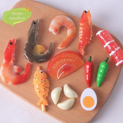 DIY Creative Resin Food Play Kit: Hairpin, Magnet & Phone Shell with Shrimp, Garlic, and Pepper