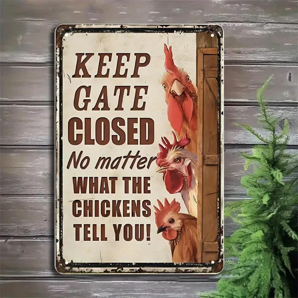 

Vintage Metal Chicken Sign Wall Mount for Dining Bar Areas Durable Rustic Decor 20x30cm（7.8x11.8inch）