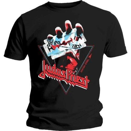 Judas Priest British Steel Hand Print Cotton TShirt Heavy Metal Band Unisex Short Sleeve Tee S