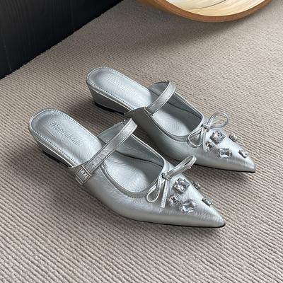 Spring and Autumn New Rhinestone Mary Jane Sandals Women's Square Head Low Heel Temperament Fashion Light Mouth Women's Shoes