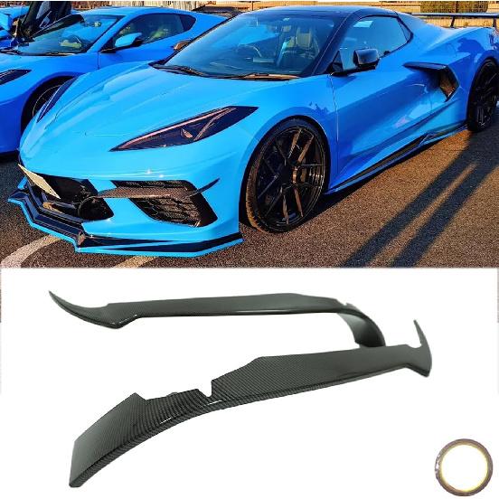 A Pair Canards Front Bumper for Chevrolet Corvette C8 Stingray/Z51 2020-2024 Front Bumper Spoiler Splitter Side Dive Plane Air Vent Fins Intake Grill