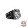 S925 Sterling Silver Ring Living Mouth Men's Wide Version Thai Silver Alphabet Opening Ring Hip Hop Punk Boutique Jewelry Gift