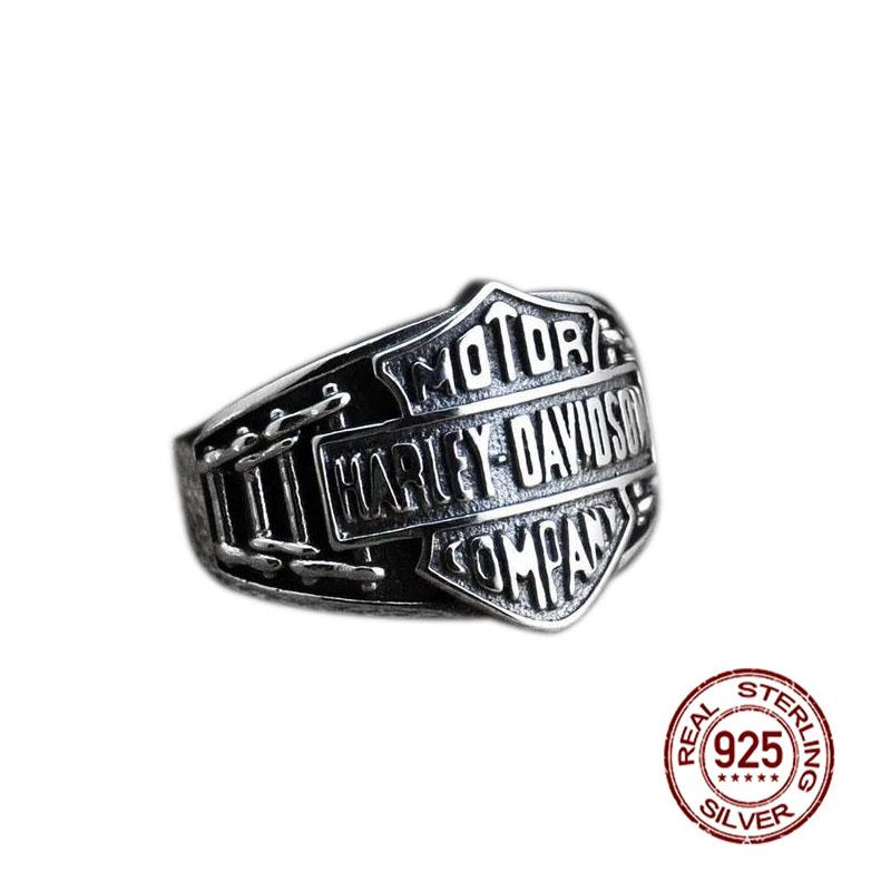 S925 Sterling Silver Ring Living Mouth Men's Wide Version Thai Silver Alphabet Opening Ring Hip Hop Punk Boutique Jewelry Gift