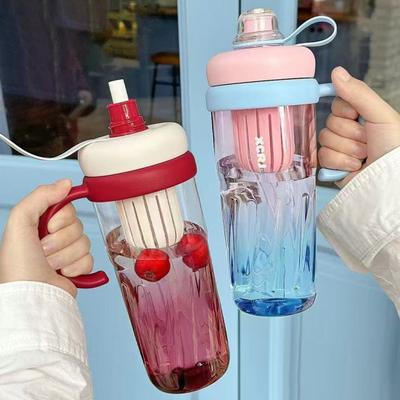 Tazza Riutilizzabile per Bevande Tazza per Caffè Freddo Colore Gradiente Tazza per Smoothie 950ml Bicchiere con Cannuccia A Prova di Perdite Tazza di Plastica Senza BPA per Studenti