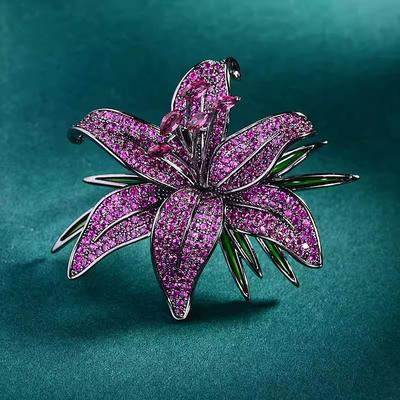 Weiß Lila Lilie Brosche Strass Blume Schmuck Hohe Qualität Stoffnadel Trendige Geschenke